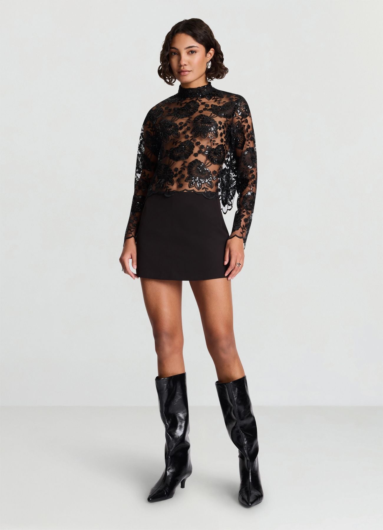 Lace blouse with sequins SAB0081086001SC682 – Calliope