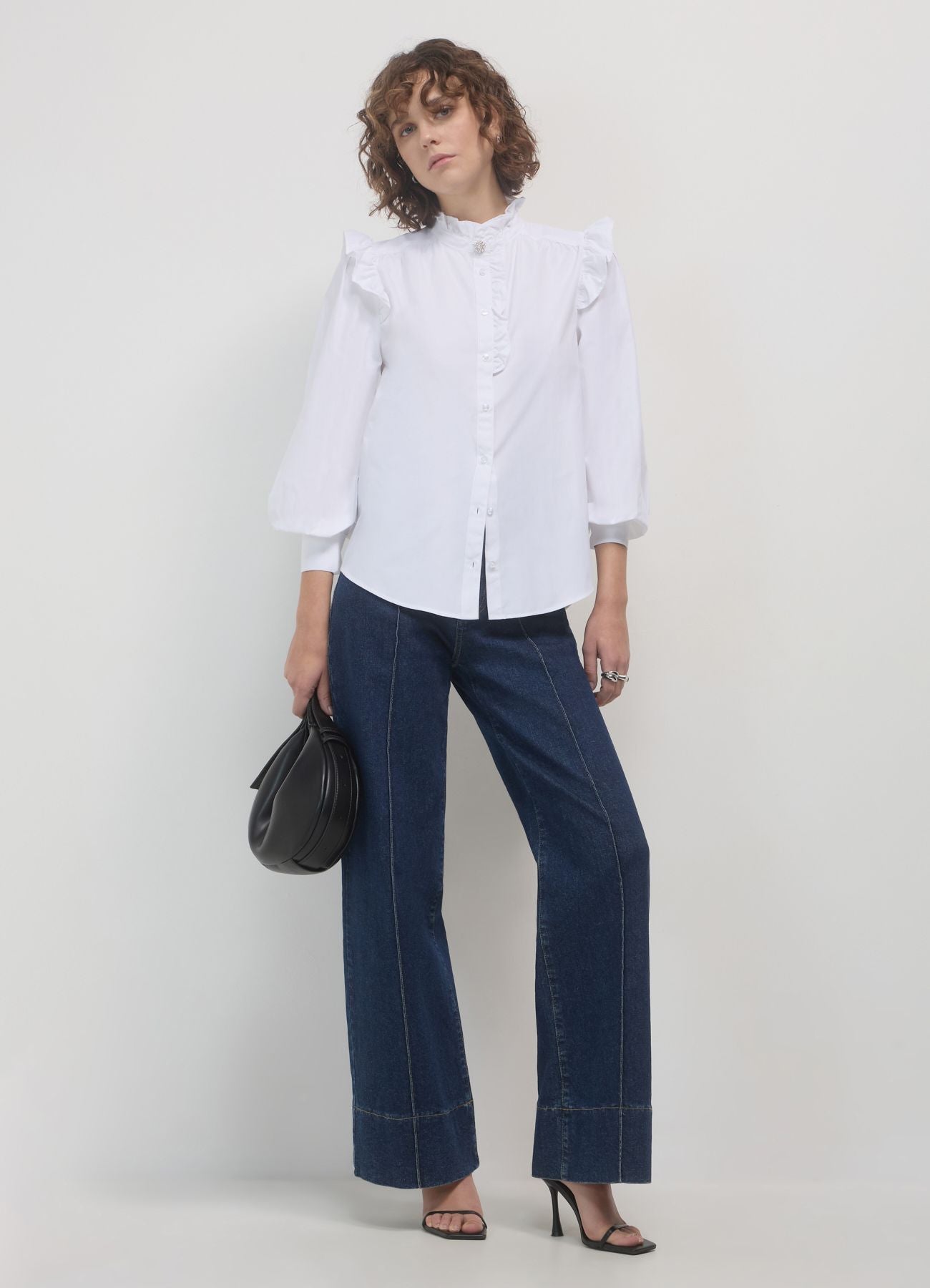 Jewel button frill shirt – Calliope