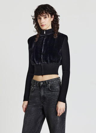 Crop-Pullover aus Kunstfell