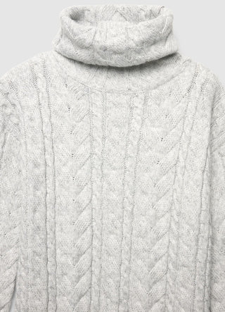 Rollkragenpullover mit Zopfmuster