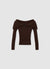 Gerippter Pullover mit freiliegenden Schultern