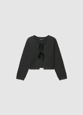 Crop cardigan πλεκτό με φιόγκους