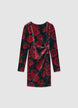 Mini dress with rose print and side knot detail - L