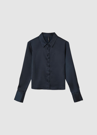 Camicia crop simil satin
