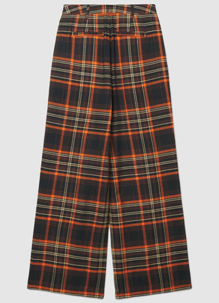 Straight check trousers