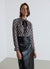 Camicia con fiocco e stampa geometrica in simil satin