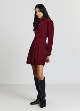 open lace back dress Cassie Velvet Tea Dress-Ruby Red main image 0