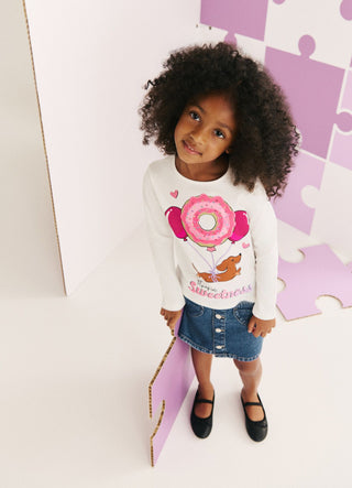 Long-sleeve T-shirt with print and 3D embellishments