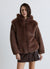 Padded jacket with hood and faux fur panels