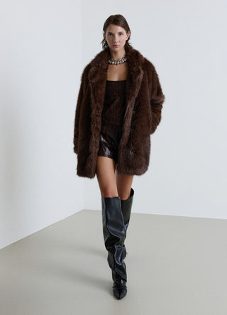 Doppelreihige Jacke mit Felloptik