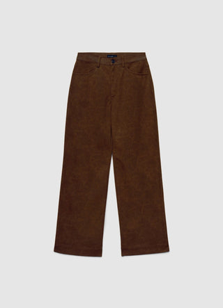 Pantaloni wide leg effetto scamosciato