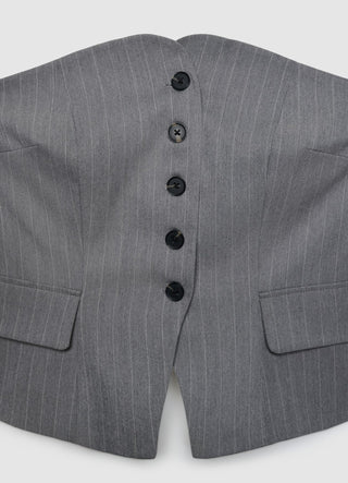 Pinstriped tailored bandeau vest with buttons