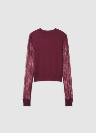 T-shirt con maniche in pizzo