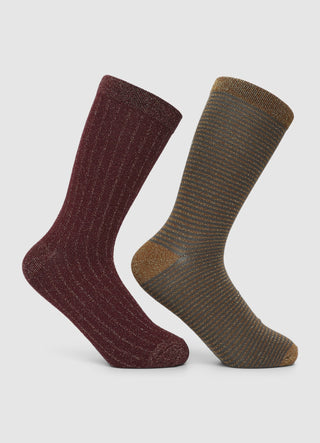 Pack of 2 striped socks with a shimmering effect