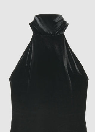 Vestito lungo con fiocco al collo