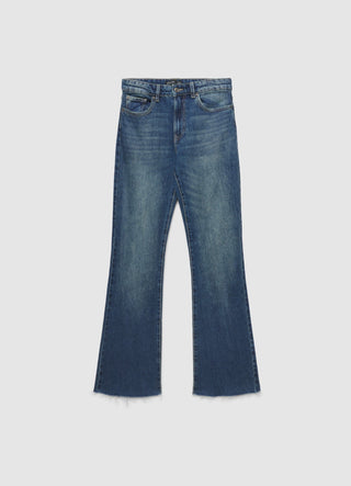 Jeans flare a tinta unita
