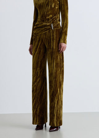 Pantalon palazzo plissé avec boucle
