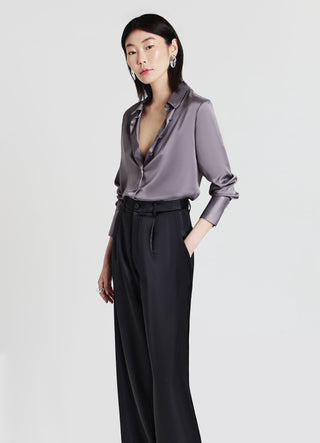 Camicia crop simil satin