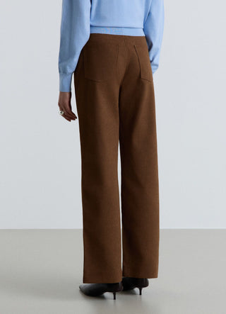 Pantaloni wide leg effetto scamosciato