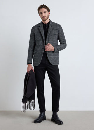 Veste croisée à carreaux en mélange de laine