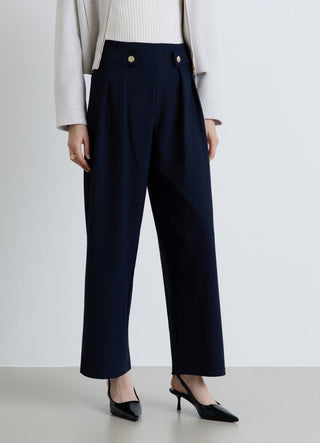 Plain-colour palazzo trousers with pleats