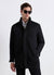 Padded duster coat with high collar