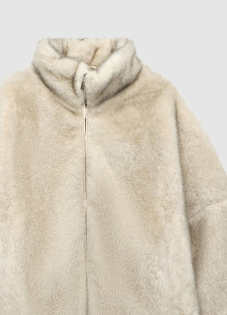 Jacke mit Felloptik und Stehkragen