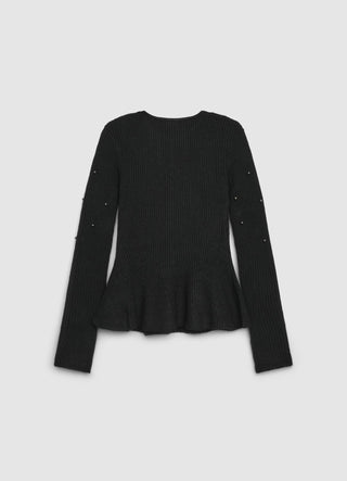 Maglia peplo con applicazioni di perle