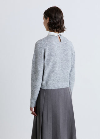 Maglia con colletto camicia e strass