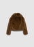 Giacca crop effetto peluche con collo rever