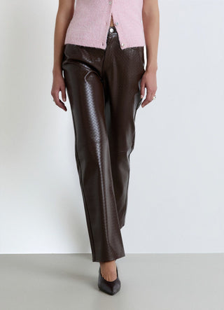 Straight Fit Hose aus geflochtenem Kunstleder