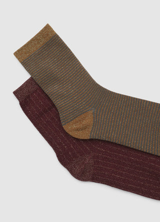 Pack of 2 striped socks with a shimmering effect