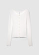 Cardigan con bottoncini a costine - M