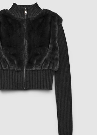 Crop-Pullover aus Kunstfell