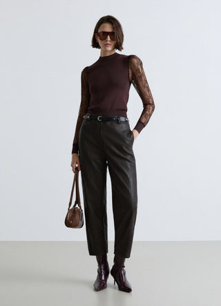 T-shirt con maniche in pizzo