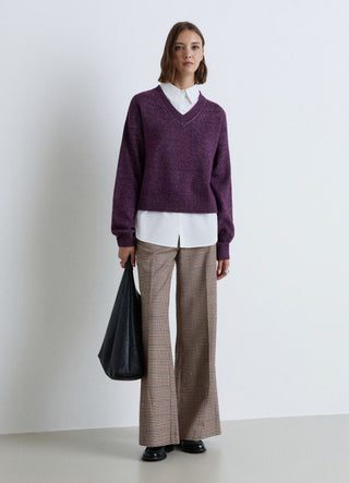 Sweater with shirt insert and V-neckline