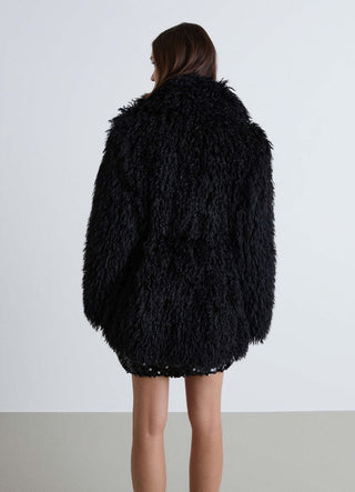 Cappotto midi effetto pelo con cintura