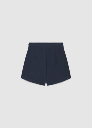 Gonna-pantalone corta con pieghe e fibbia