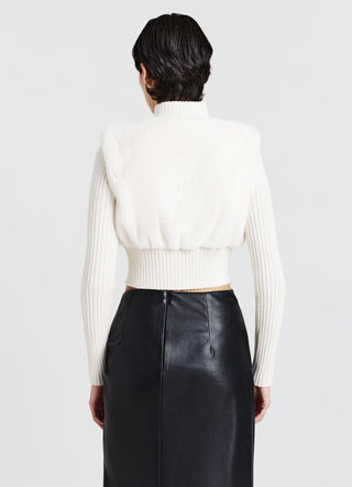 Crop-Pullover aus Kunstfell