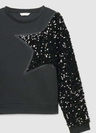 Felpa con stella di paillettes