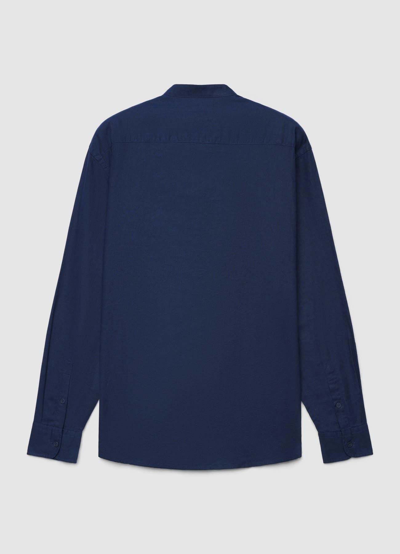 Tokyo Laundry Camicia Uomo Misto Cotone E Lino - Manica Lunga, Colletto Grandad, Sky Captain Navy, L - 2