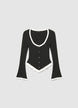 Cardigan con bordi a contrasto e rouche - XS
