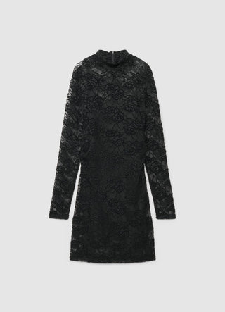 Vestito mini in pizzo a collo alto