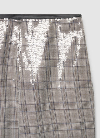 Pantalon palazzo à carreaux avec paillettes