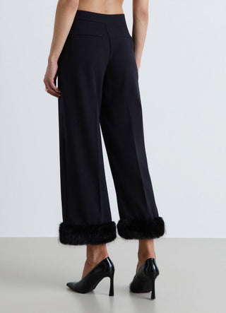Pantaloni crop con inserti effetto pelo