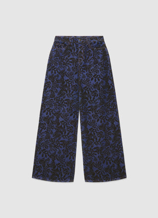 Jeans wide leg con fantasia floreale