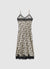 Abito sottoveste con pizzo e stampa animalier
