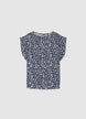 Blusa con maniche a rouche e stampa floreale - XL
