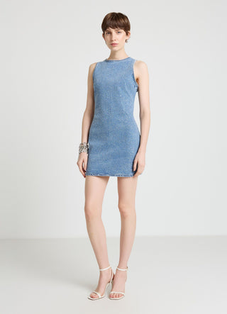 Short denim dress with rhinestones – Calliope