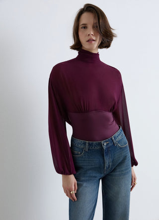 Body in Feinstrick mit transparentem Einsatz